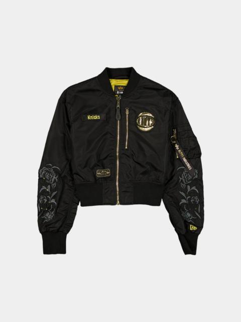 NEW YORK KNICKS X ALPHA X NEW ERA L-2B CROPPED BOMBER JACKET WOMENS