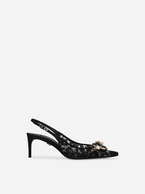 Rainbow lace slingbacks in lurex lace