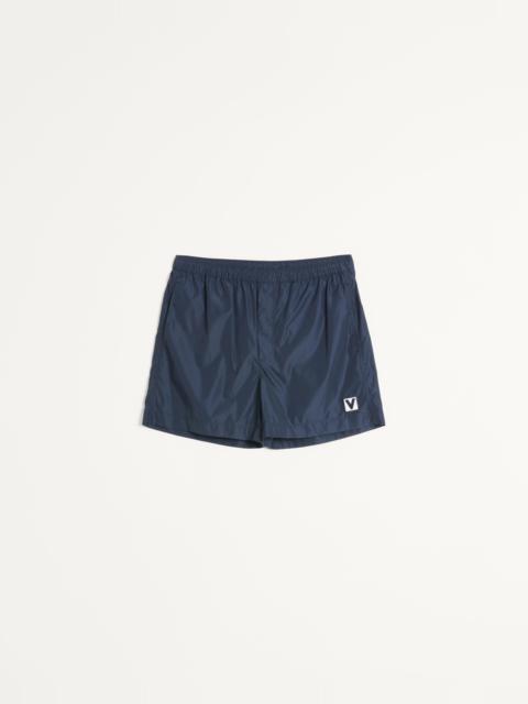 NYLON SWIMSUIT WITH CHEZ VALENTINO PATCH