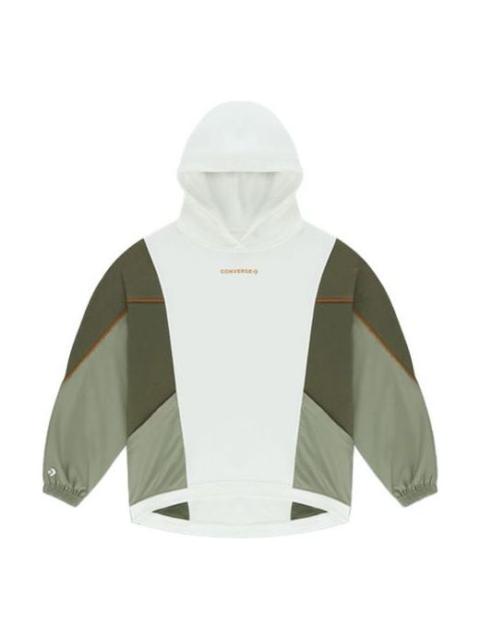 Converse Character Irregular Contrasting Colors Knit Loose Hoodie Retro White 10021057-A02