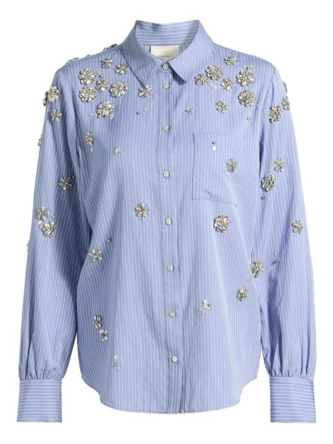 Lola striped flower-embellished shirt