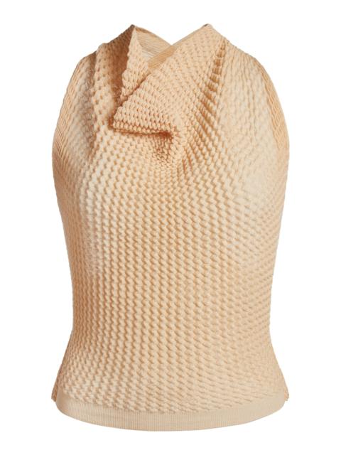 Draped Knit Strech-Cotton Top khaki