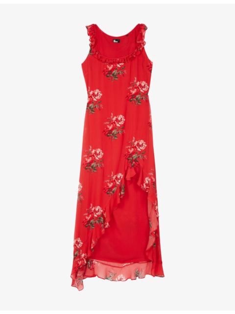 Ruffle Floral-Print Woven Maxi Dress