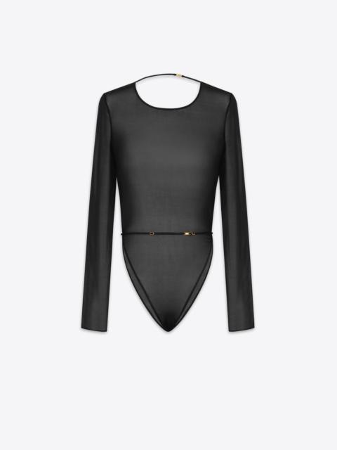 backless bodysuit in stretch silk georgette