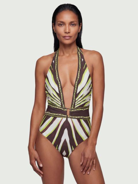 Animal Print Plunge Swimsuit