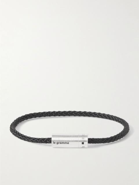 7g Braided Cord and Sterling Silver Bracelet Black