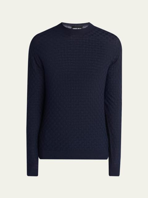 Men's Wool Basketweave Crewneck Sweater