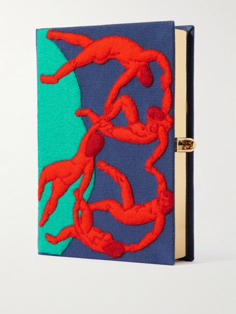 Dance Embroidered Appliquéd Canvas Clutch