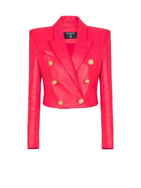 Cropped lambskin 6-button jacket