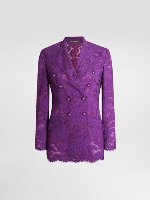 Double-breasted cordonetto floral lace jacket