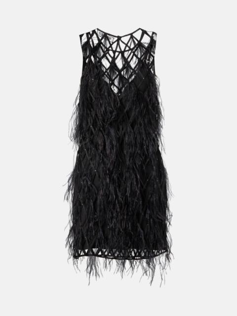 Feather-trimmed minidress