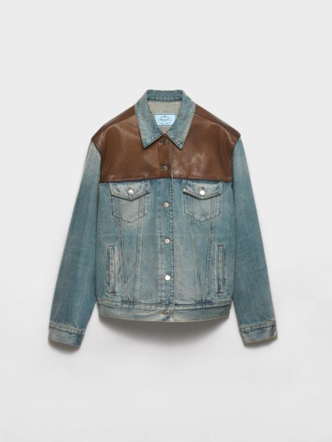 Denim and leather blouson jacket