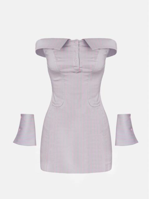 BLAKE DRESS GREY/PINK PINSTRIPE