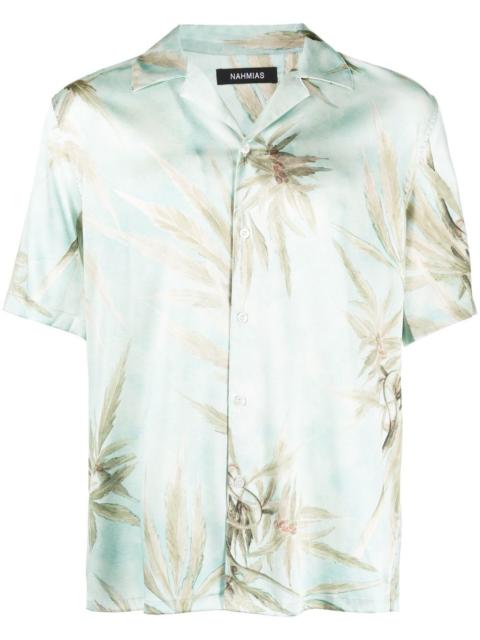 palm tree-print bowling shirt