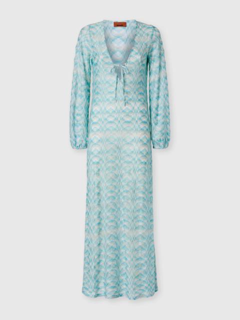 Long-sleeved cover-up dress in shaded lamé viscose