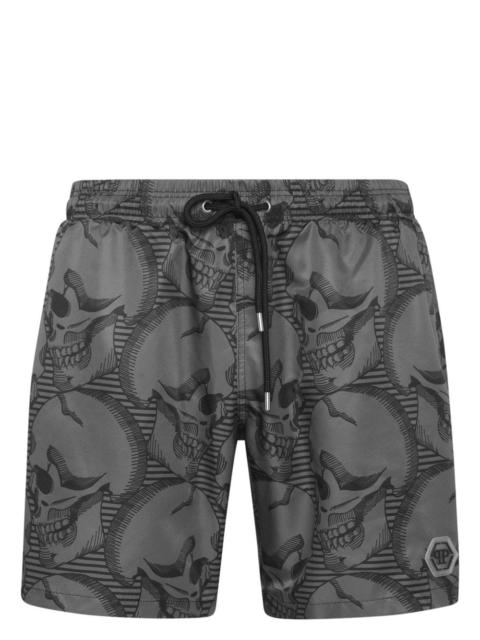 skull-print swim shorts