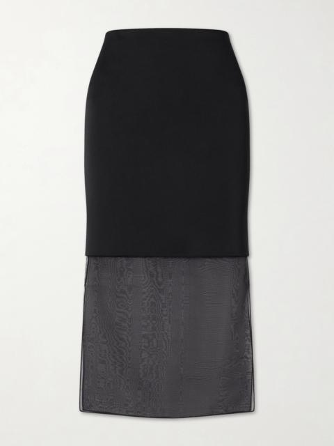 Sybil Layered Frayed Satin-crepe And Organza Midi Skirt