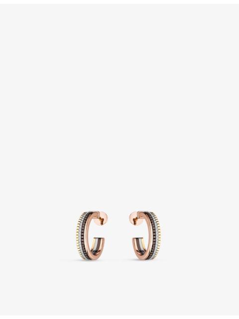 Quatre Classique 18ct yellow-gold, white-gold, rose-gold and 0.28ct diamond hoop earrings
