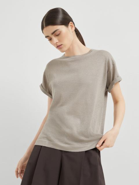 Sparkling cashmere and silk lightweight knit T-shirt