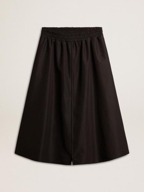 Flared skirt in black technical nylon