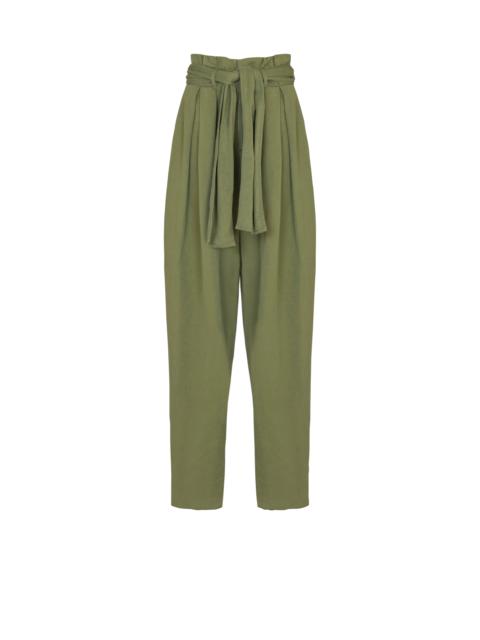 Twill high-waisted trousers