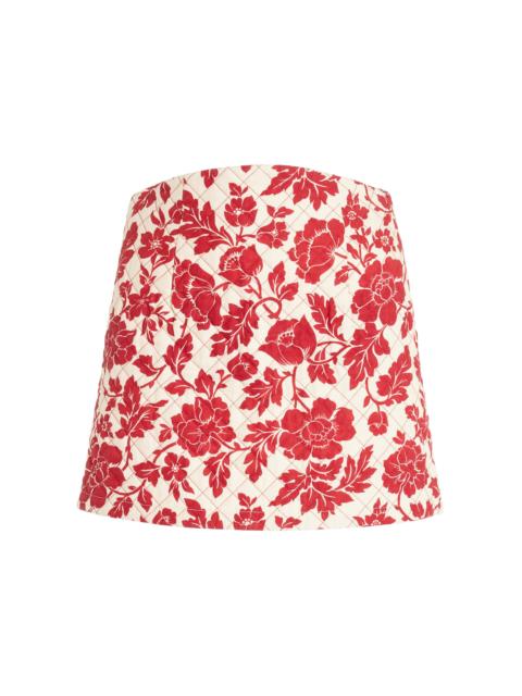 Romeo Quilted Linen Mini Skirt red