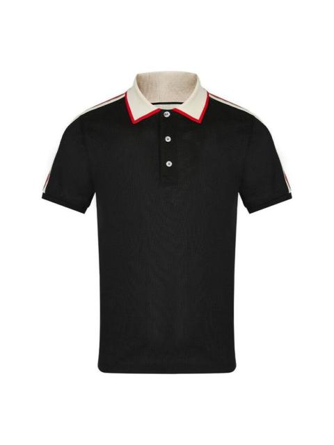 Gucci Striped Logo Short-sleeved Polo Shirt Black 500972-X9M38-1106