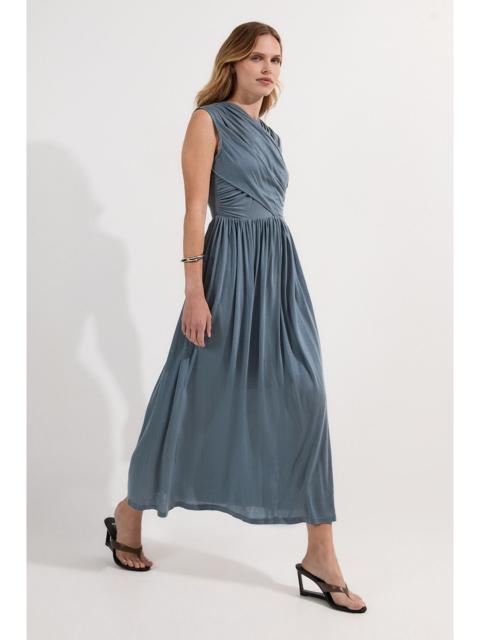 Premium Tencel Jersey Wrap Detail Midi Dress