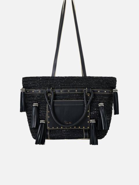 RAFFIA TOTE WITH TASSELS