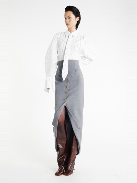 TAILORED SKIRT WITH JACKET COLLAR AT HEM GREY MELANGE