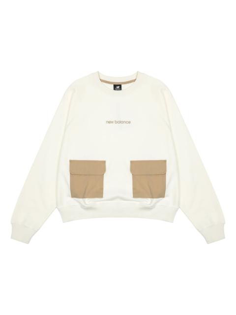 (WMNS) New Balance Casual Pocket Sweatshirt 'White Brown' AWT23320-CIC