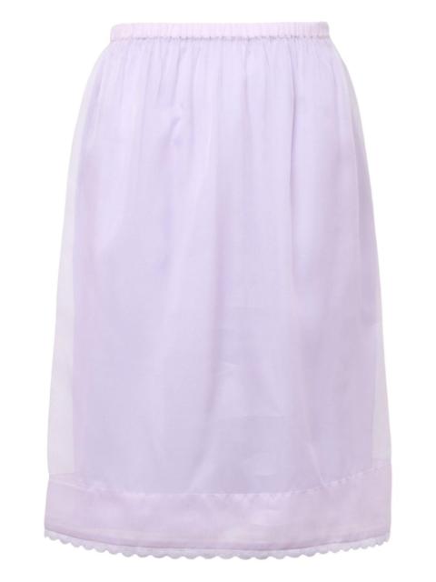 elastic-waist silk midi skirt