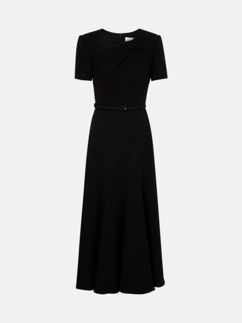 Belted crêpe midi dress