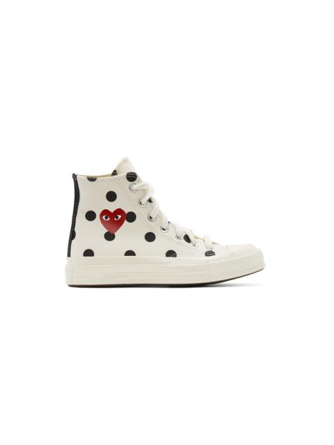 White Converse Edition Polka Dot Heart Chuck 70 High Sneakers