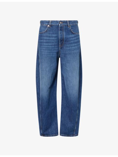 Twisted-Seam Wide-Leg Denim Jeans