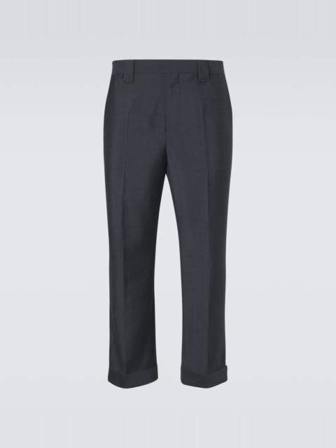 Cropped wool and mohair straight pants