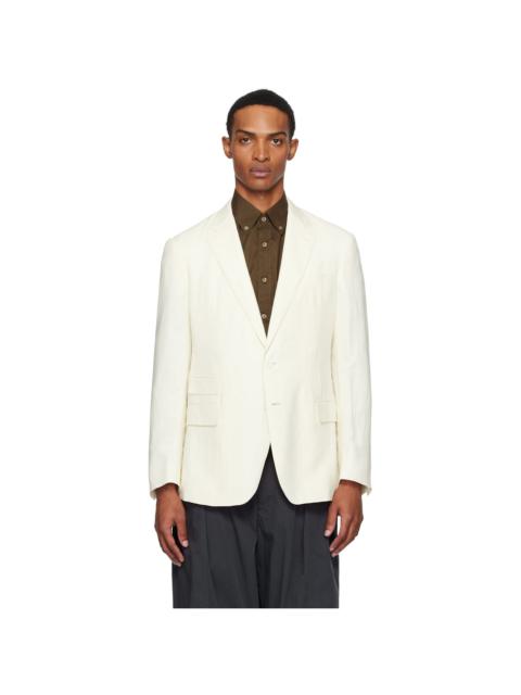 Off-White Silk Linen Single-Breasted Blazer
