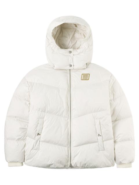 Gold-Thread Cat Appliqué Fashion Fit Down Jacket with Detachable Hood