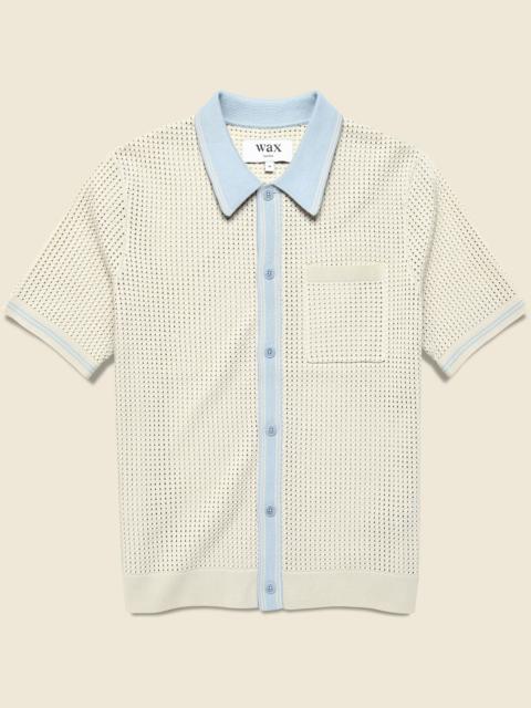 Pointelle Belle Shirt - Ecru/Pale Blue