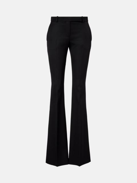 Low-rise wool flared pants