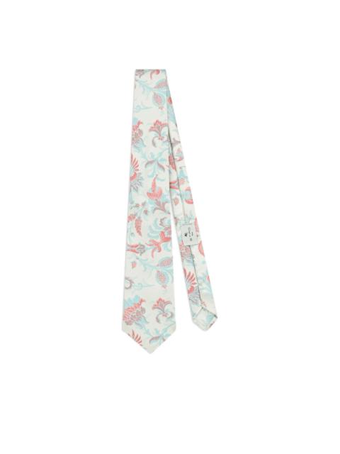 jacquard floral motif tie