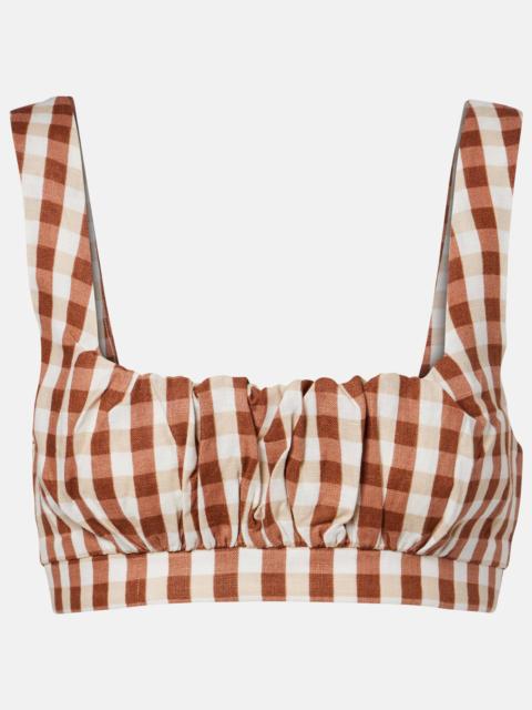 Ida gingham linen crop top