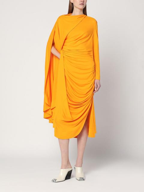 Draped dress in mandarin colour