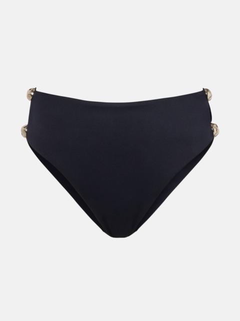 Embellished high-rise bikini bottoms