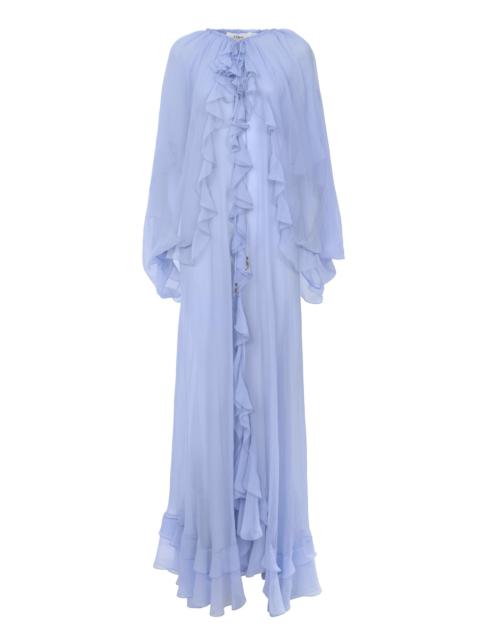 LONG CAPE DRESS IN SILK MOUSSELINE