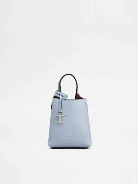 TOD'S MICRO BAG IN LEATHER - LIGHT BLUE, BURGUNDY
