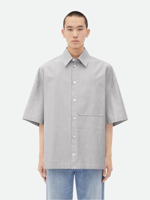 Striped Cotton Overshirt With "BV" Embroidery