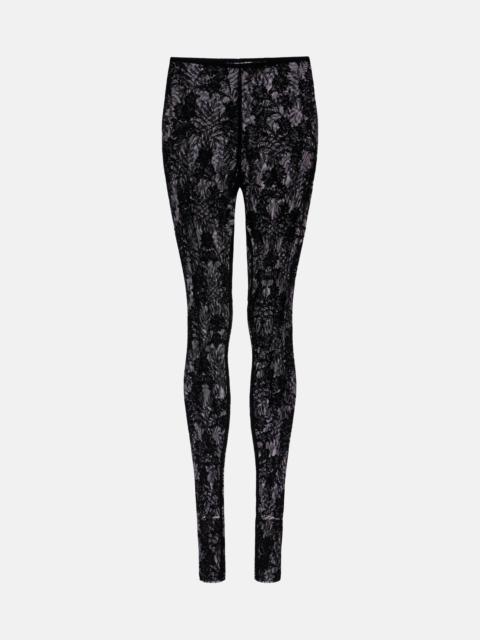 Lace-embroidered leggings