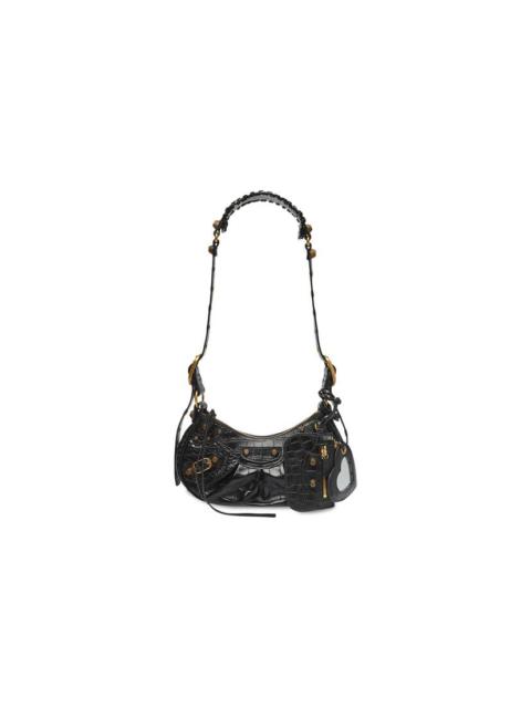 Women's Le Cagole Xs Shoulder Bag Crocodile Embossed in Black