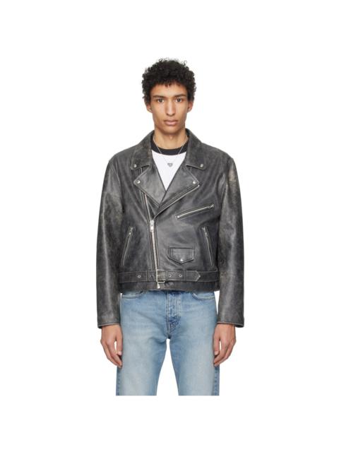 Black Cracked Leather Jacket